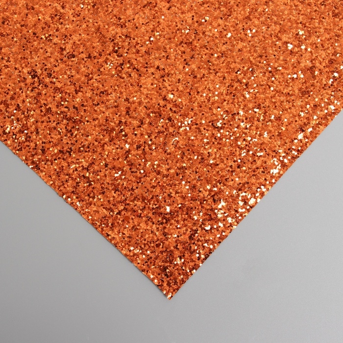 Лист для творчества иск.кожа Лист для творчества иск.кожа "Крупные блёстки" оранжевый лист 33х20 см толщина 0,84 мм