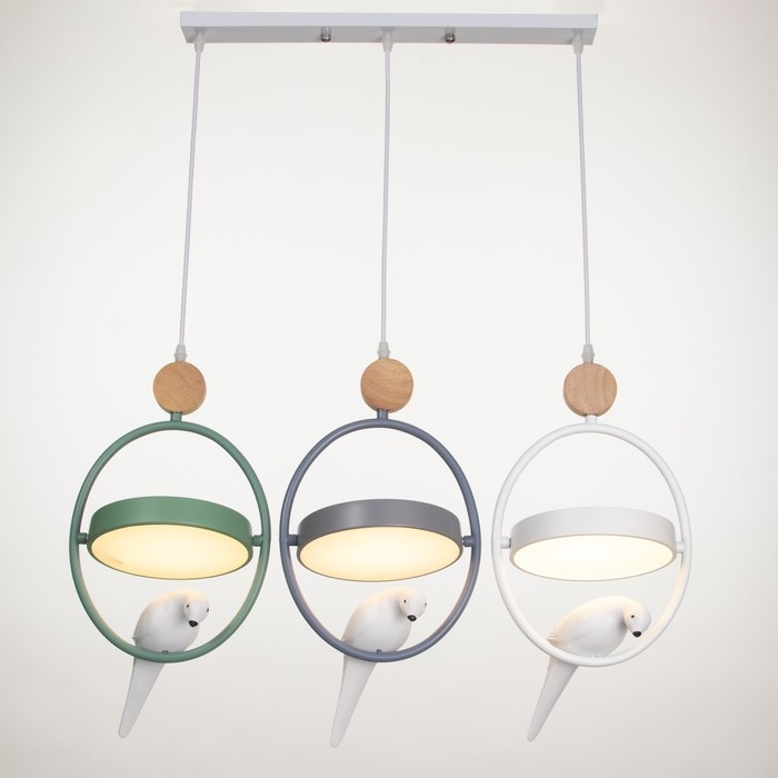 Люстра Люстра "Голуби" 3хLED 36Вт белый-серый-зеленый 80х25х100 см