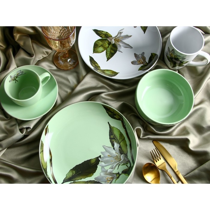 Тарелка керамическая Lemon flowers, 22.5 см, цвет белый Тарелка керамическая Lemon flowers, 22.5 см, цвет белый