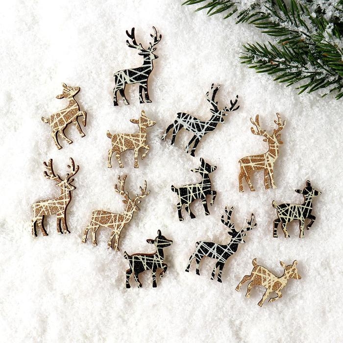 Новогодний декор с подсветкой &laquo;Олень&raquo; 8&times;12.5 см, набор 12 шт.