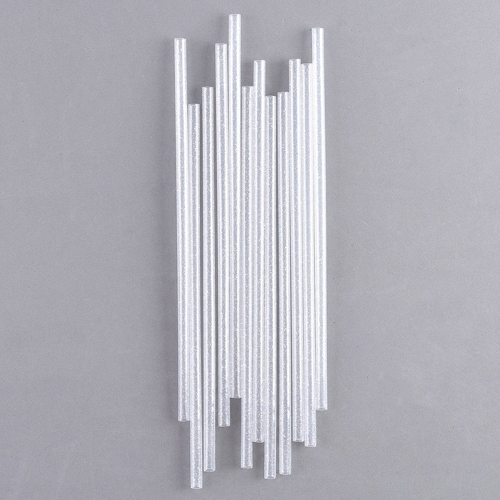 Трубочки для коктейля &laquo;Блёстки&raquo;, в наборе 12 шт., цвет серебряный