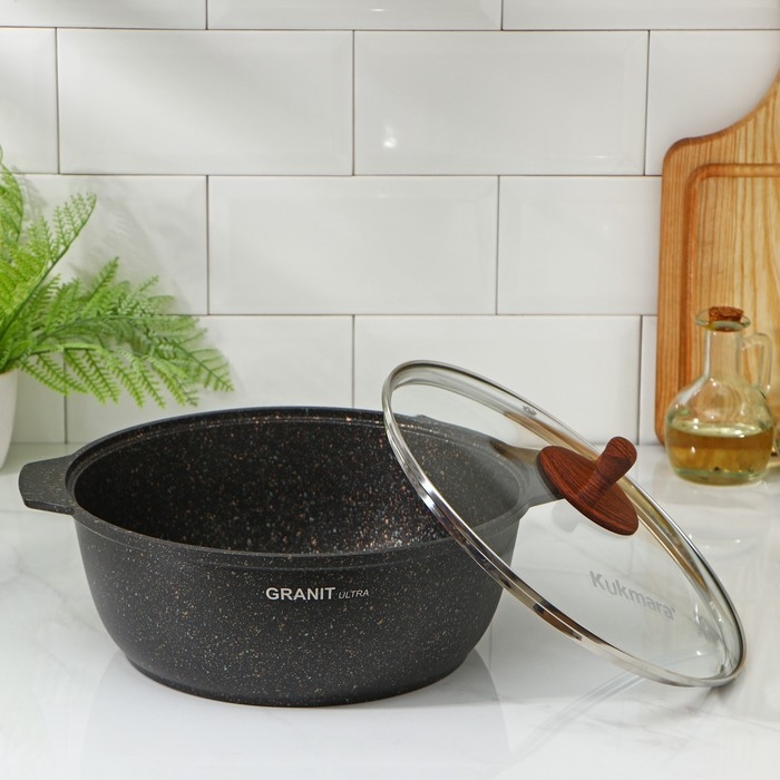 Кастрюля-жаровня Granit ultra original, 4 л, антипригарное покрытие, цвет чёрный Кастрюля-жаровня Granit ultra original, 4 л, антипригарное покрытие, цвет чёрный