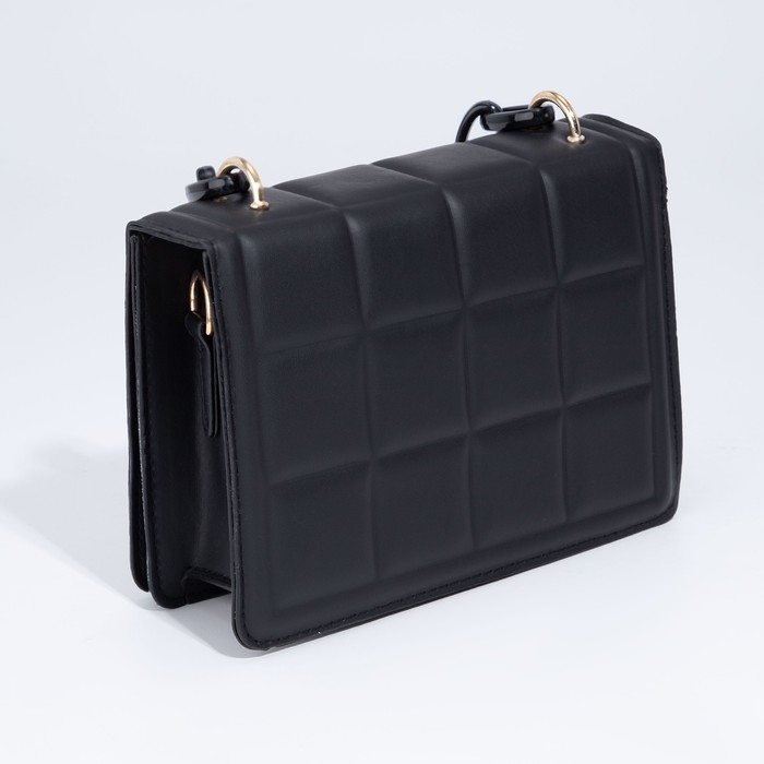 Сумка женская мессенджер из искусственной кожи с цепью, 14×20 см, цвет чёрный Сумка женская мессенджер из искусственной кожи с цепью, 14×20 см, цвет чёрный