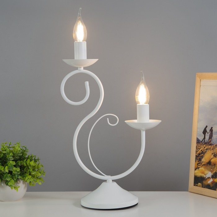 Настольная лампа Настольная лампа "Лале" 2х15Вт Е14 белый RISALUX