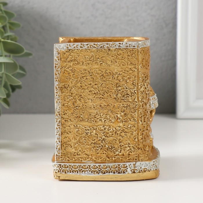 Сувенир полистоун карандашница Сувенир полистоун карандашница "Слон у золотой книги" 10,5х8,3х7 см