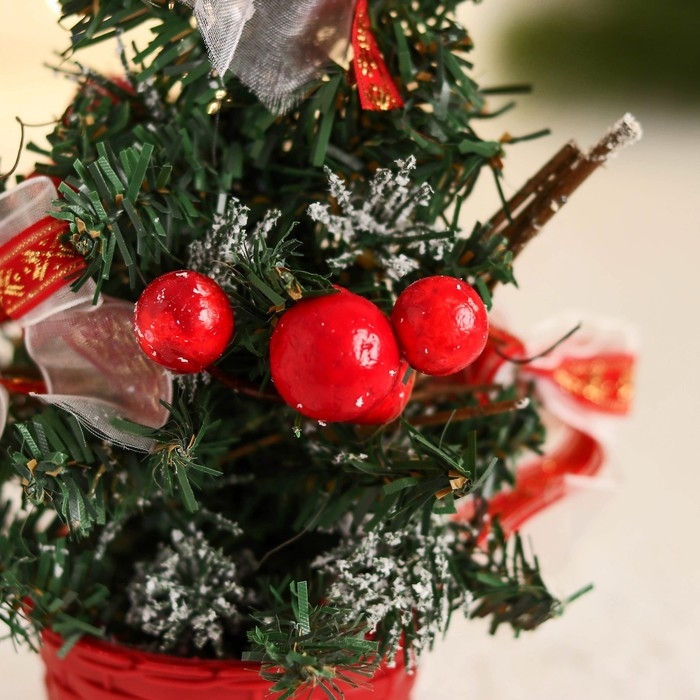 Ёлка декор Ёлка декор "Праздничная" бантик в полоску, 10х17 см, красный