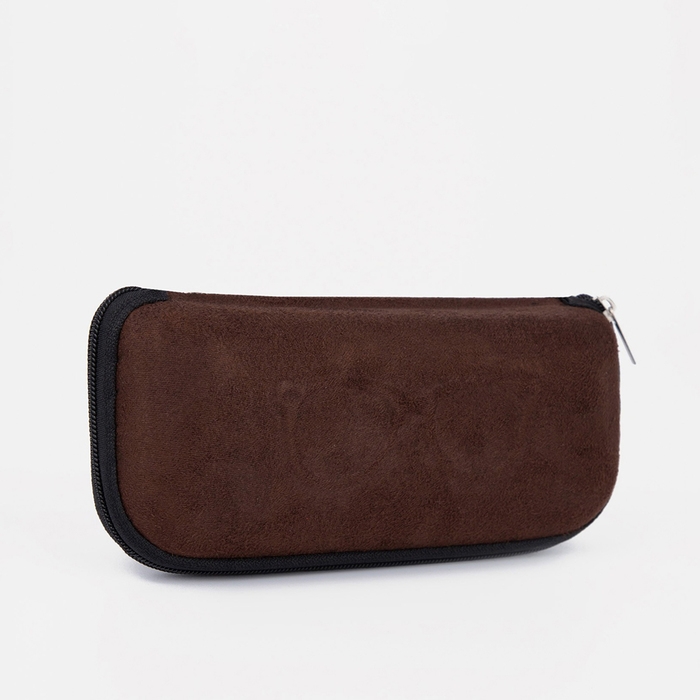 Футляр для очков на молнии, длина 16,5 см, цвет коричневый Футляр для очков на молнии, длина 16,5 см, цвет коричневый