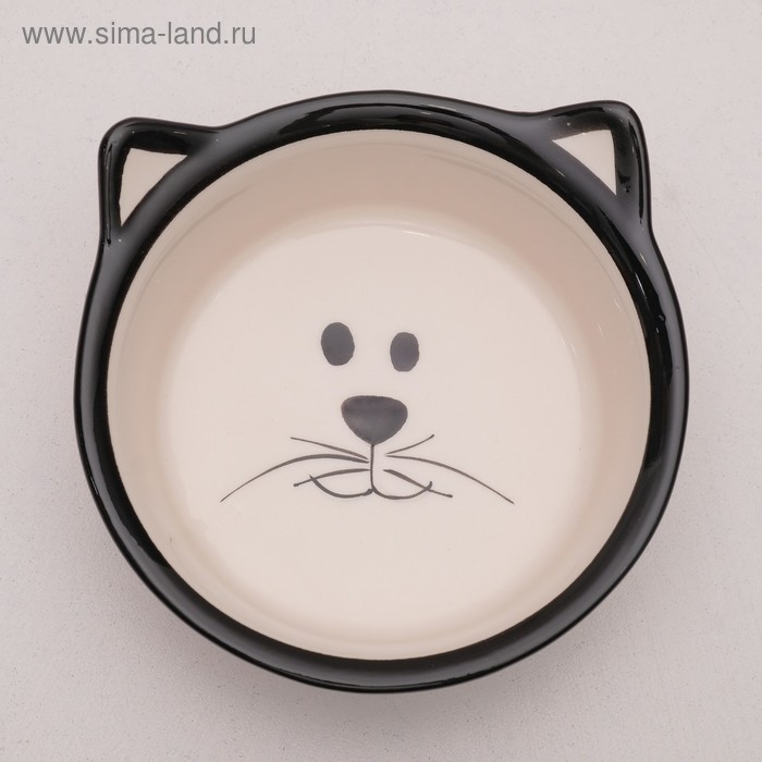 Миска керамическая  Миска керамическая "Подмигивающий кот" 200 мл  11 х 4,8 см, бело-черная,