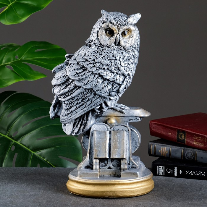 Копилка  Копилка "Сова с книгой" серебро, 21х17х35см