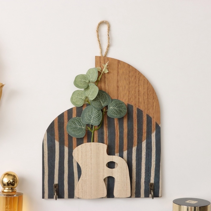 Крючки декоративные дерево Крючки декоративные дерево "Абстракция с растением" 1,5х19,5х23,5 см