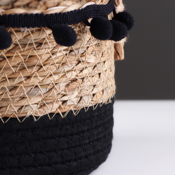 Корзина для хранения Корзина для хранения "Колумбия", с ручками, 24 х 24 х 13 см, натуральный, чёрный