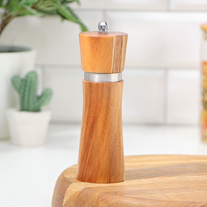 Мельница для специй Magistro Wooden, 5×16,5 см, керамический механизм, цвет коричневый Мельница для специй Magistro Wooden, 5×16,5 см, керамический механизм, цвет коричневый