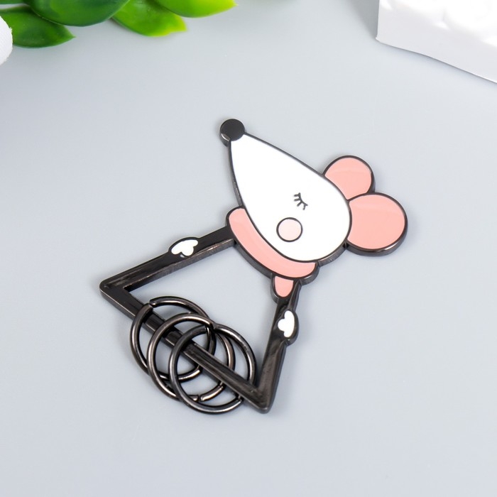 Брелок-ключница металл Брелок-ключница металл "Мышонок в шарфике" 4,4х3,7 см