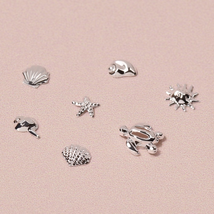 Фигурки для ногтей &laquo;Океан&raquo;, металлические, объёмные, серебристые