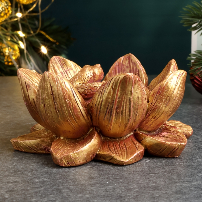 Новый год. Символ 2025. Фигура Новый год. Символ 2025. Фигура "Змея в лотосе" бордовый с позолотой, 4х10см