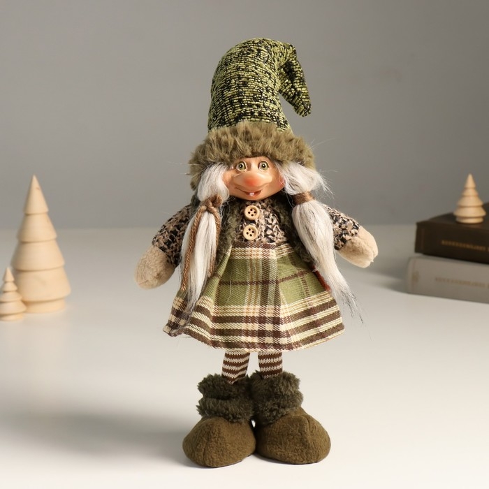 Кукла интерьерная Кукла интерьерная "Кикиморка в зелёном наряде в колпаке" 32 см