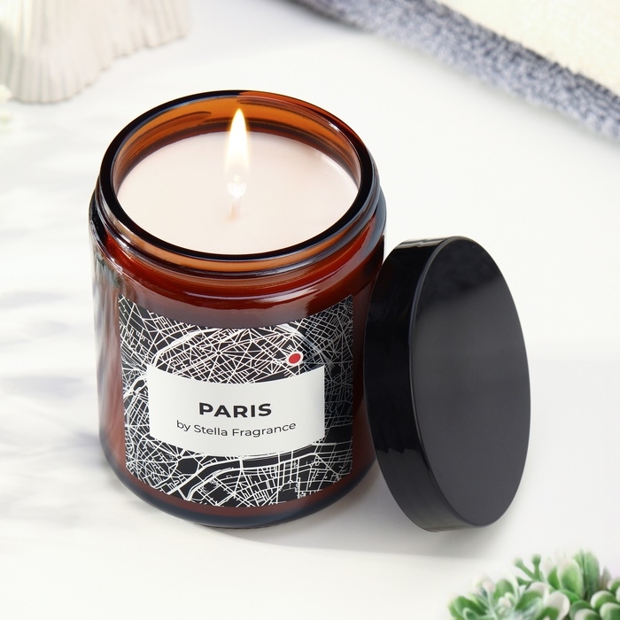 Свеча ароматическая в банке  Свеча ароматическая в банке "PARIS", ваниль, мускус, 250 г