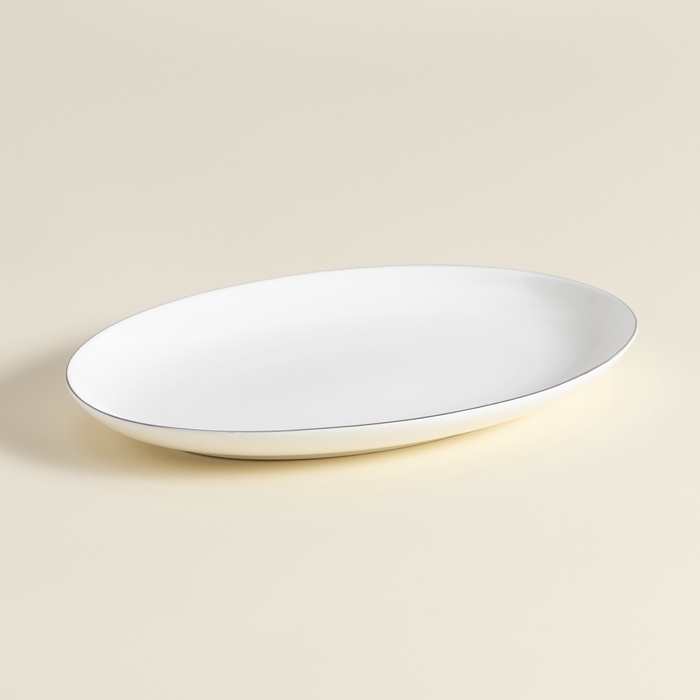 Тарелка для подачи SL Home «Каскарон», 25,4×18,5×2,5 см, овальная, костяной фарфор, белая