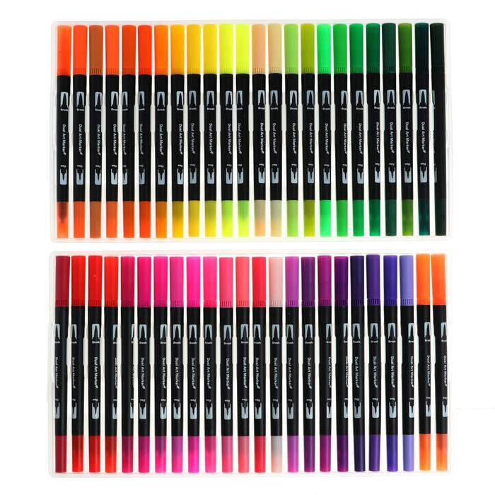 Набор профессиональных маркеров, 72 штуки/72 цвета, двусторонний Набор профессиональных маркеров, 72 штуки/72 цвета, двусторонний