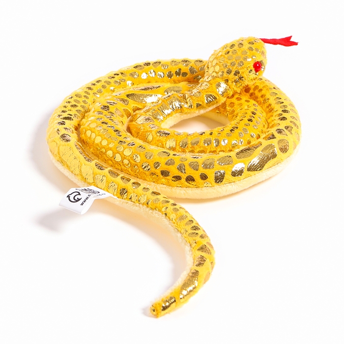 Мягкая игрушка «Змея», цвет жёлтый, с золотыми вставками, 80 см Мягкая игрушка «Змея», цвет жёлтый, с золотыми вставками, 80 см