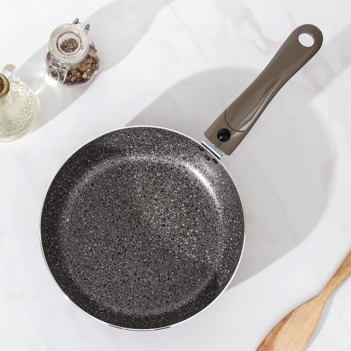 Сковорода Onyx, d=22 см, съёмная ручка, стеклянная крышка, антипригарное покрытие, цвет серый