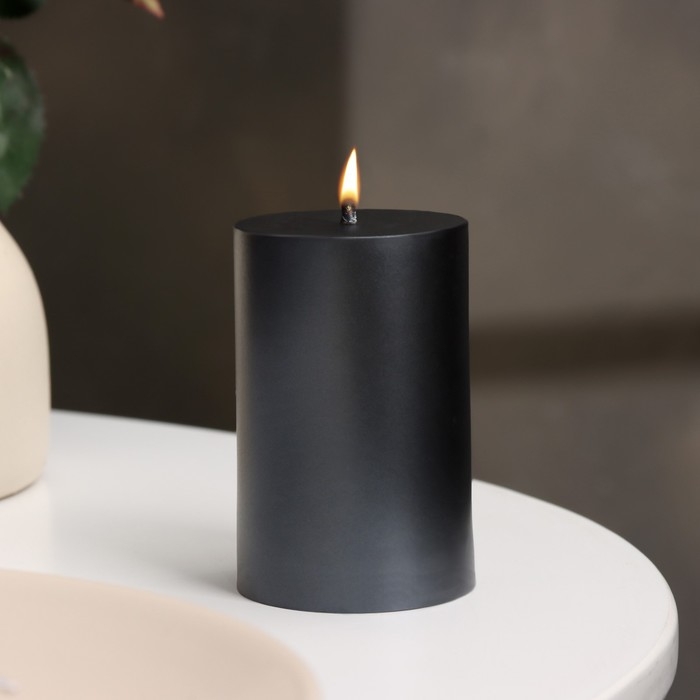 Свеча-цилиндр гладкая, 5х7,5 см, мокрый асфальт, 6 ч Свеча-цилиндр гладкая, 5х7,5 см, мокрый асфальт, 6 ч