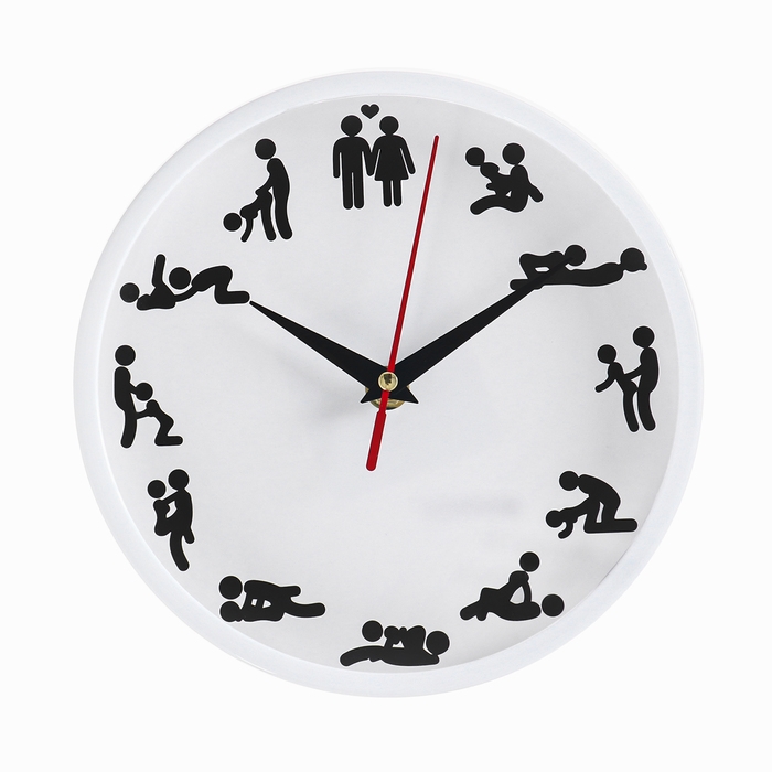 Часы настенные интерьерные Часы настенные интерьерные "Позы 18+", d-20 см, интерьерные, бесшумные, белые