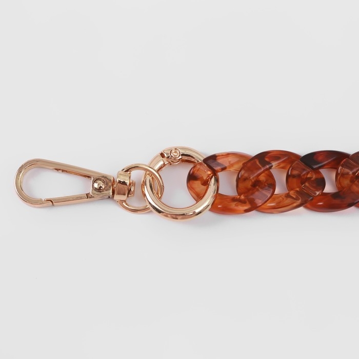 Цепочка для сумки, пластиковая, с карабинами, 15 × 21 мм, 68 см, цвет коричневый/золотой Цепочка для сумки, пластиковая, с карабинами, 15 × 21 мм, 68 см, цвет коричневый/золотой