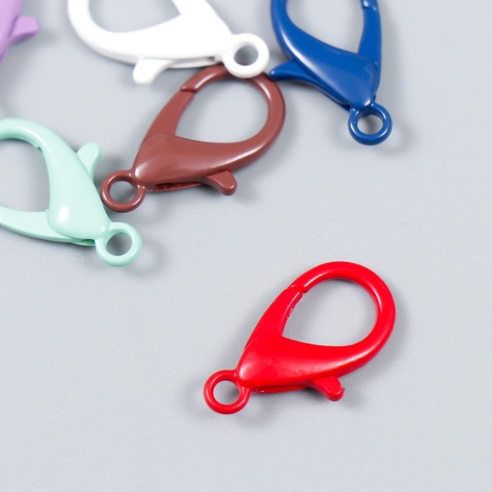 Основа для брелока карабин металл Основа для брелока карабин металл "Клик" МИКС набор 8шт 1х2,1 см