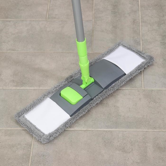 Швабра для мытья пола плоская Доляна, насадка из микрофибры 42×12 см, телескопическая ручка 73-124 см Швабра для мытья пола плоская Доляна, насадка из микрофибры 42×12 см, телескопическая ручка 73-124 см