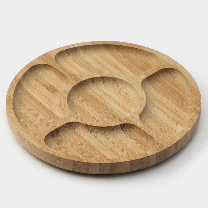 Менажница Доляна Striata, d=25 см, 5 секций, бамбук Менажница Доляна Striata, d=25 см, 5 секций, бамбук