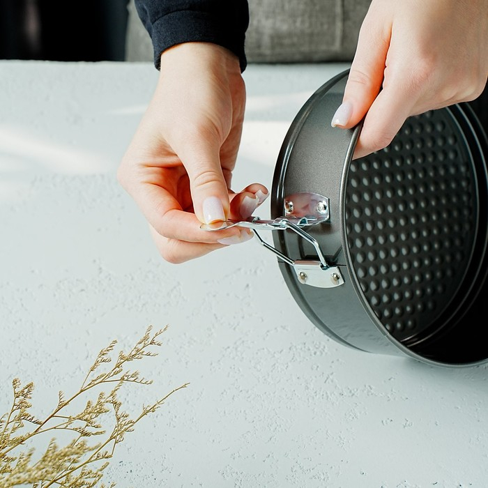 Форма для выпечки Доляна &laquo;Элин. Круг&raquo;, d=20 см, съёмное дно, антипригарное покрытие, цвет чёрный