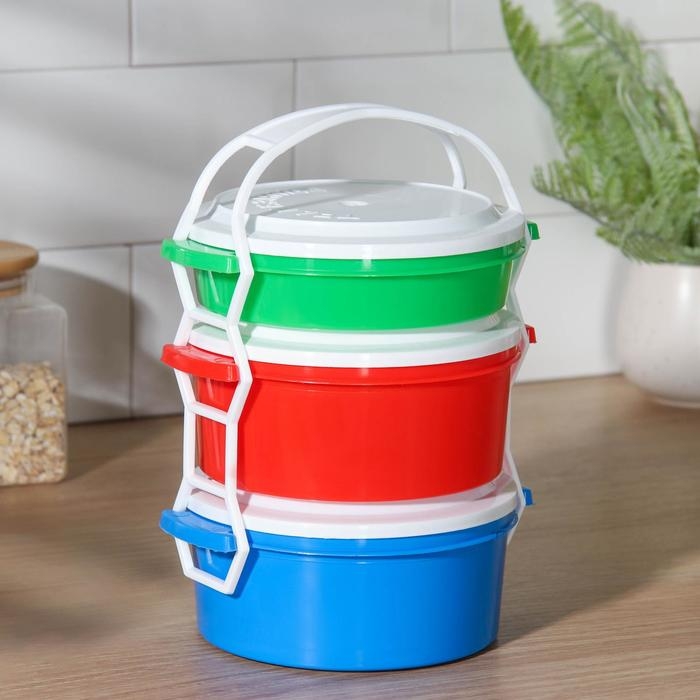 Набор пищевых контейнеров «Трапезница», 3 шт: 0,6 л,1 л, 1 л, цвет микс Набор пищевых контейнеров «Трапезница», 3 шт: 0,6 л,1 л, 1 л, цвет микс