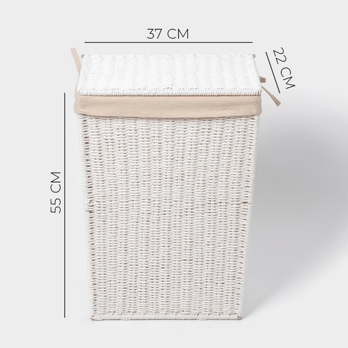 Корзина для белья LaDо́m «Классика», прямоугольная, 37×22×55 см, белая Корзина для белья LaDо́m «Классика», прямоугольная, 37×22×55 см, белая