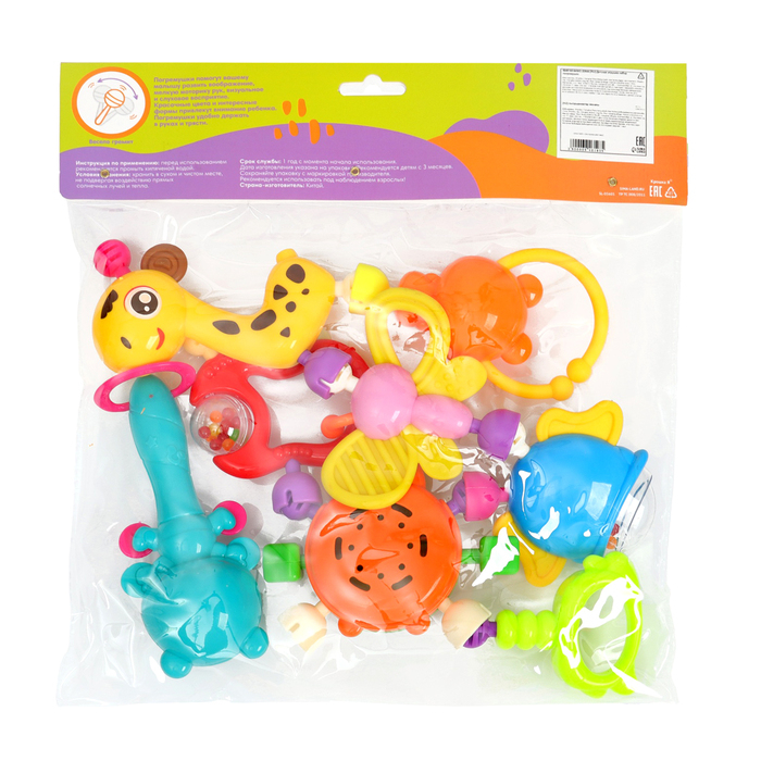 Набор погремушек «Собери меня», 8 шт., яркие цвета, Крошка Я Набор погремушек «Собери меня», 8 шт., яркие цвета, Крошка Я