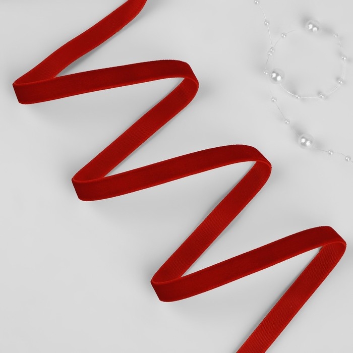Лента бархатная, 10 мм, 18 ± 1 м, цвет красный №40 Лента бархатная, 10 мм, 18 ± 1 м, цвет красный №40