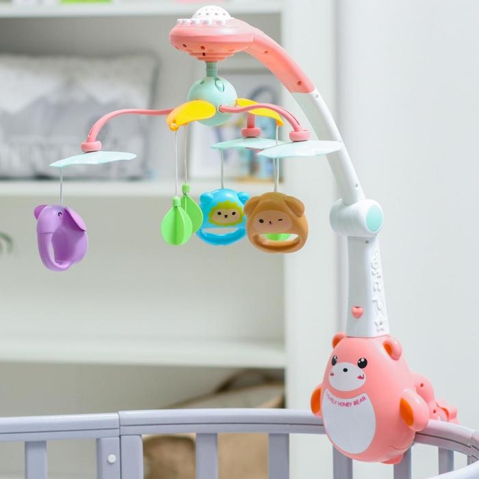 Мобиль музыкальный на кроватку «Мишка. Зоопарк», проектор, пульт, цвет МИКС Мобиль музыкальный на кроватку «Мишка. Зоопарк», проектор, пульт, цвет МИКС