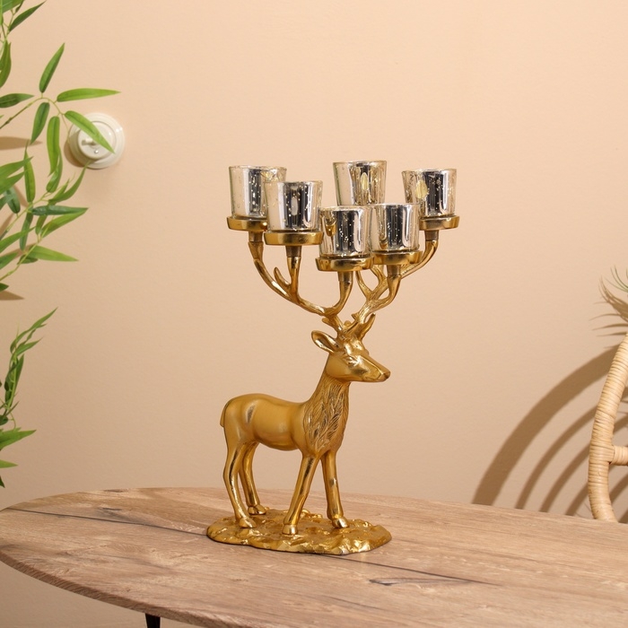 Подсвечник на 6 свечей  Подсвечник на 6 свечей "Олень" алюминий 23х28х41 см