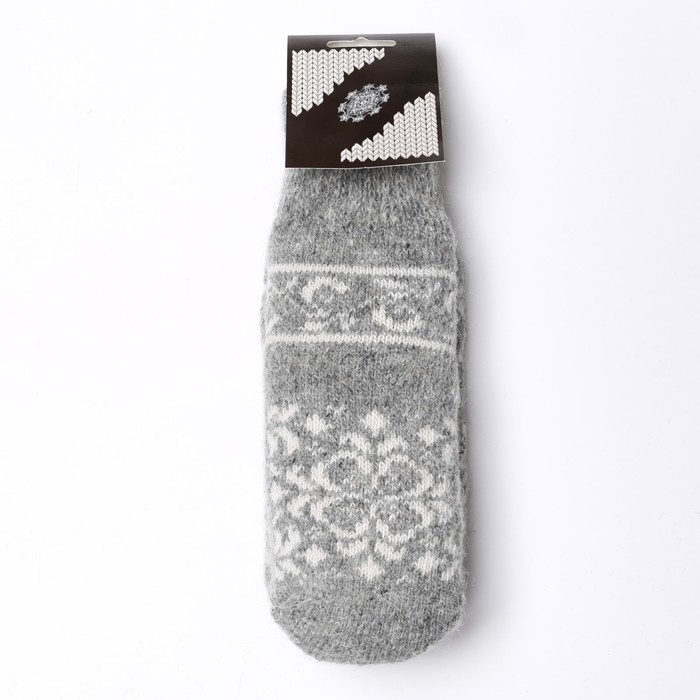 Варежки женские шерстяные, цвет серый/белый, размер 20-22 Варежки женские шерстяные, цвет серый/белый, размер 20-22