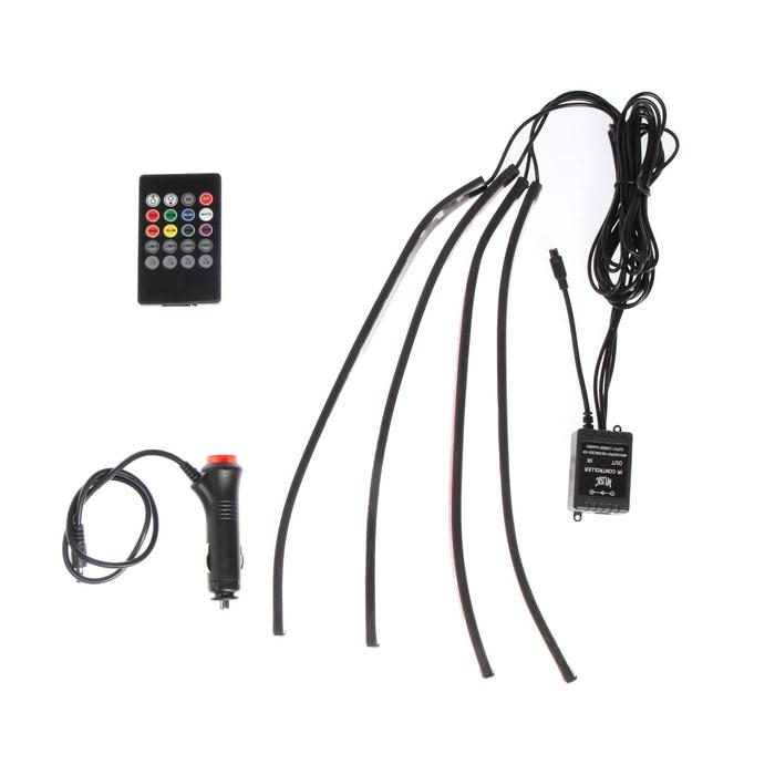 Подсветка салона 18 LED-5050, 32 см, пульт, светомузыка, мультисвет RGB, 4 шт Подсветка салона 18 LED-5050, 32 см, пульт, светомузыка, мультисвет RGB, 4 шт