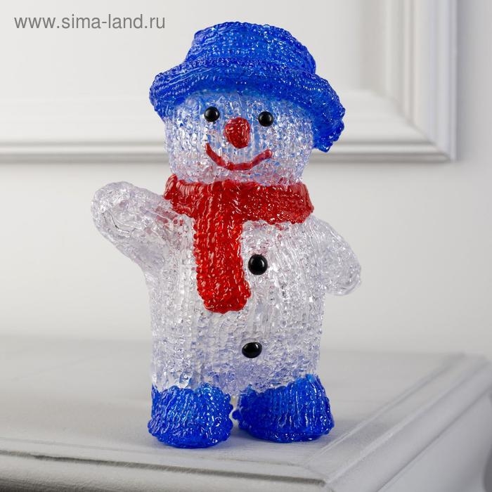 Светодиодная фигура «Приветливый снеговик» 13 × 20 × 8 см, акрил, 10 LED, батарейки ААх2 (не в комплекте), свечение белое Светодиодная фигура «Приветливый снеговик» 13 × 20 × 8 см, акрил, 10 LED, батарейки ААх2 (не в комплекте), свечение белое