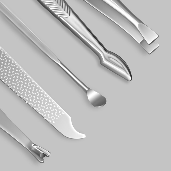 Набор маникюрный «Metallic», 8 предметов, в футляре, цвет розовый