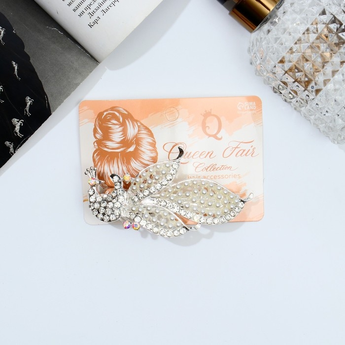 Заколка-автомат для волос Заколка-автомат для волос "Гелая" жар-птица, 9 см, серебристо-белый