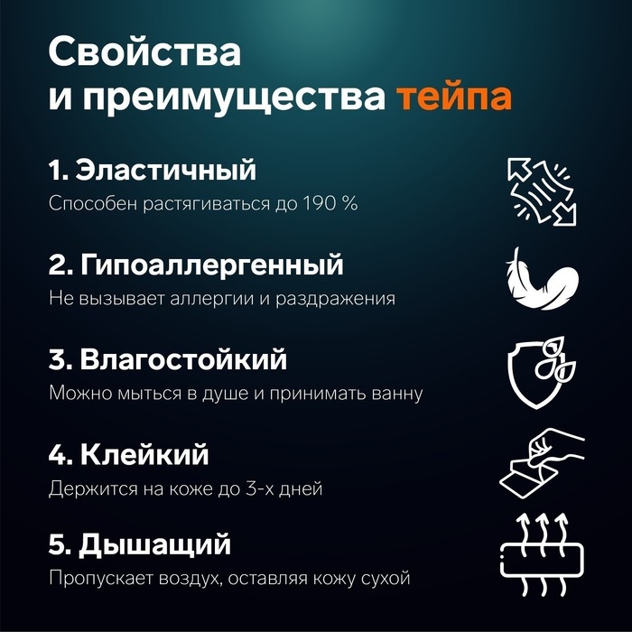Кинезио-тейп, 2,5 см × 5 м, цвет синий Кинезио-тейп, 2,5 см × 5 м, цвет синий