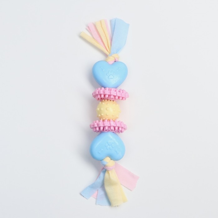 Игрушка жевательная Пижон Premium на верёвке, 5 элементов, термопластичная резина, микс