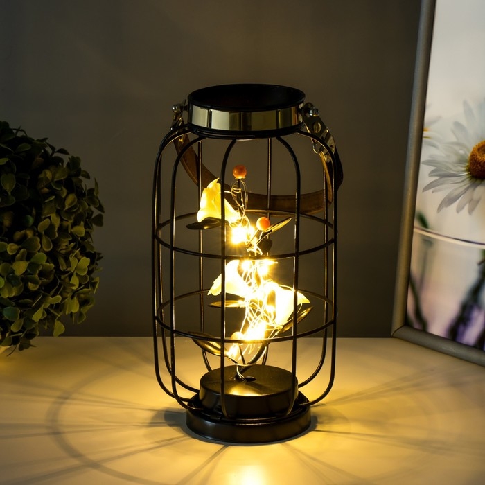 Ночник Ночник "Цветы" LED от батареек ААА чёрный 14х14х27 см RISALUX