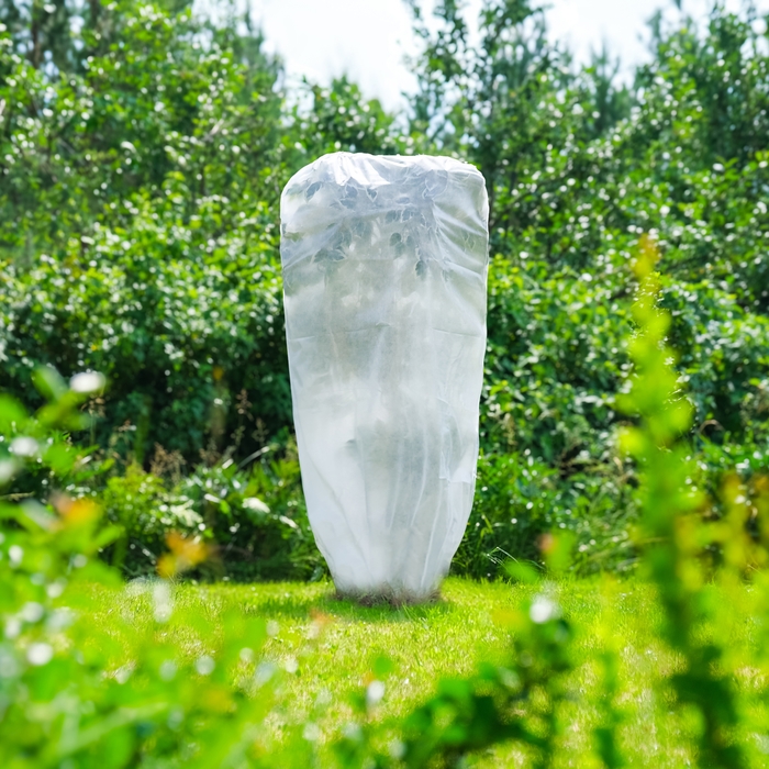 Чехол для растений, трапеция на шнурках, 150 × 90 см, спанбонд с УФ-стабилизатором, плотность 60 г/м² Чехол для растений, трапеция на шнурках, 150 × 90 см, спанбонд с УФ-стабилизатором, плотность 60 г/м²