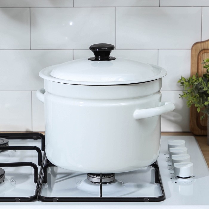 Кастрюля эмалированная без деколи, 6 л, цвет белый Кастрюля эмалированная без деколи, 6 л, цвет белый