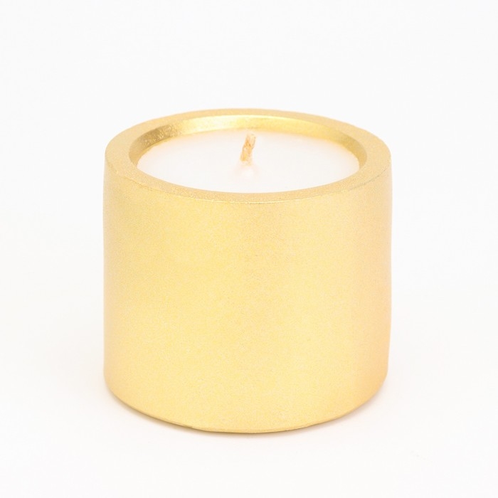 Свеча  Свеча "Цилиндр" в подсвечнике из гипса малый, 5х3,5см,золото