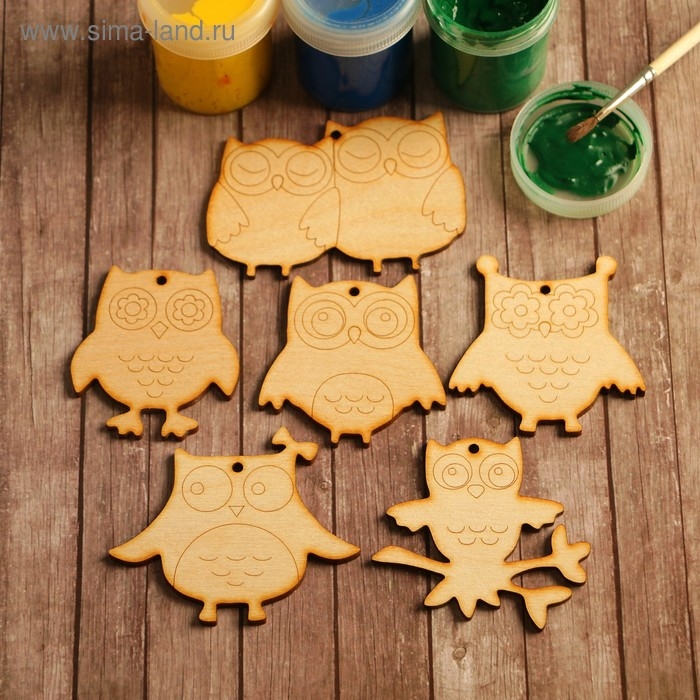 Набор заготовок для творчества «Совушки», 6 шт Набор заготовок для творчества «Совушки», 6 шт